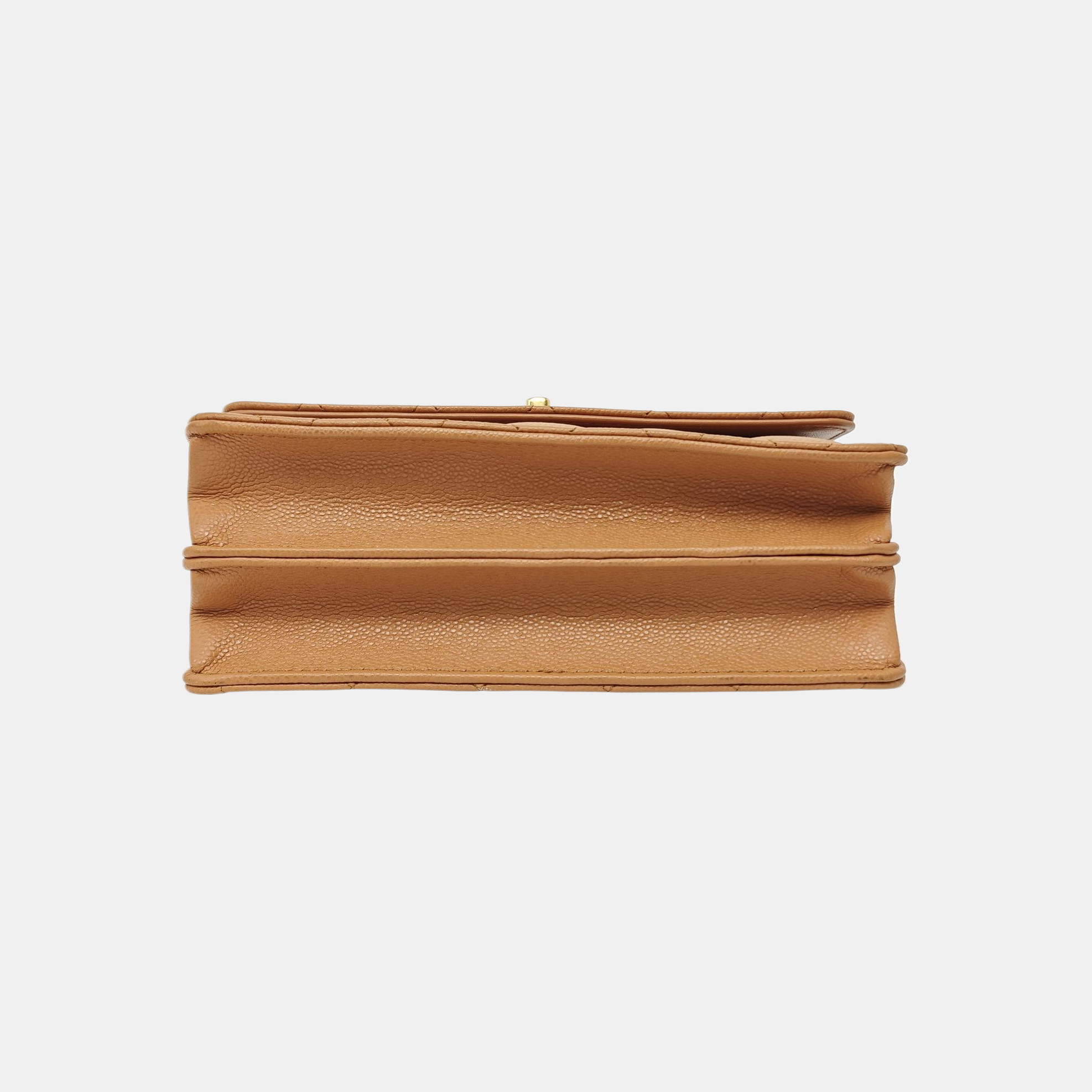 Quilted Grained Calfskin Shoulder Bag Beige