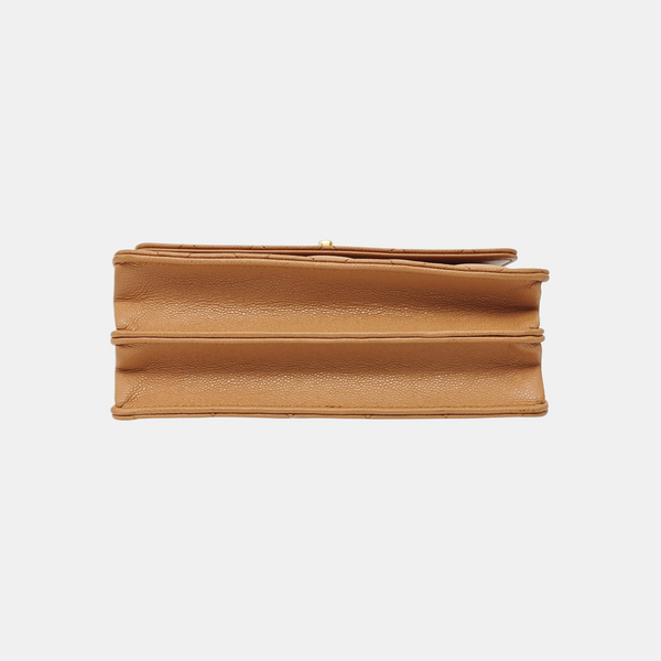 Quilted Grained Calfskin Shoulder Bag Beige