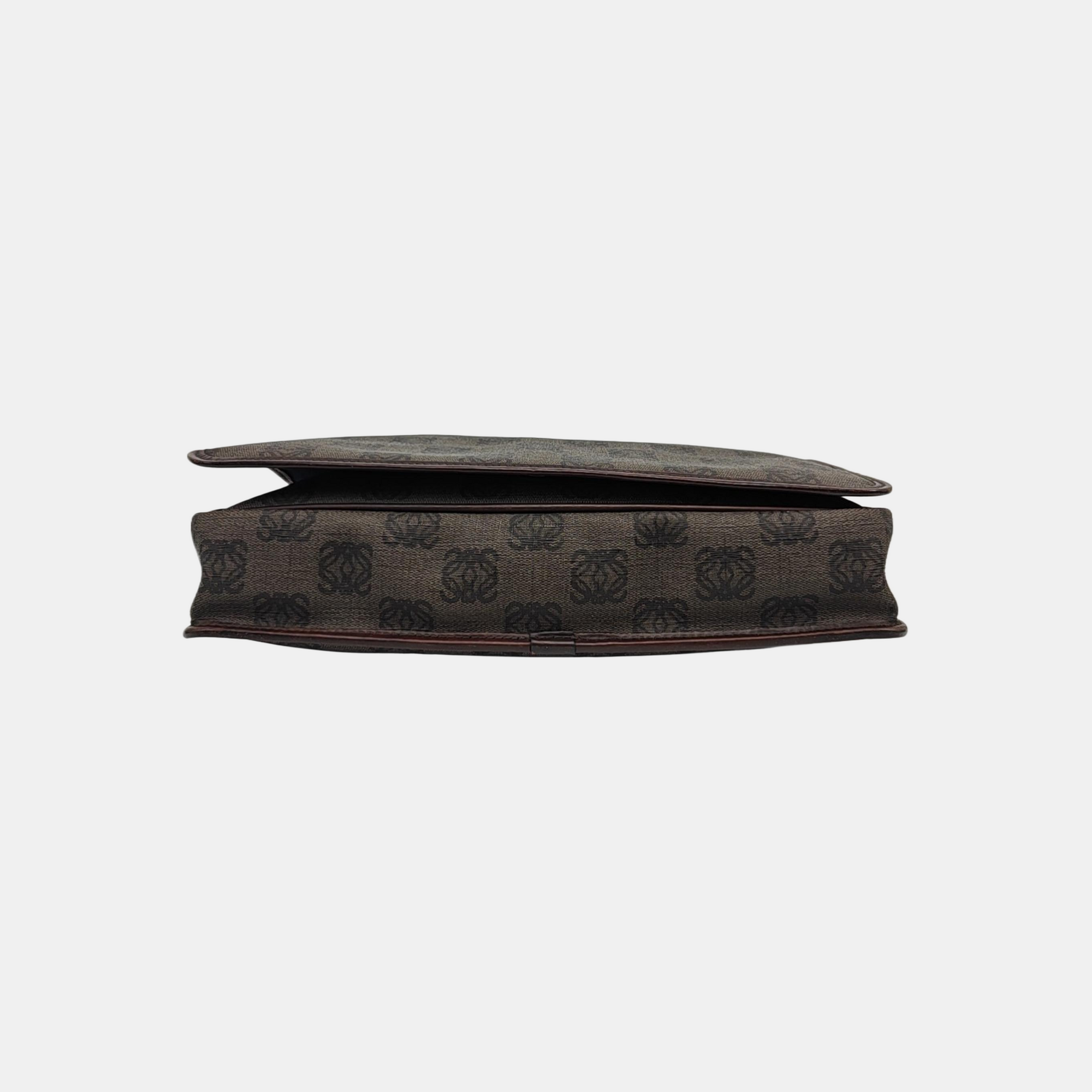 Coated Canvas Shoulder Bag Brown