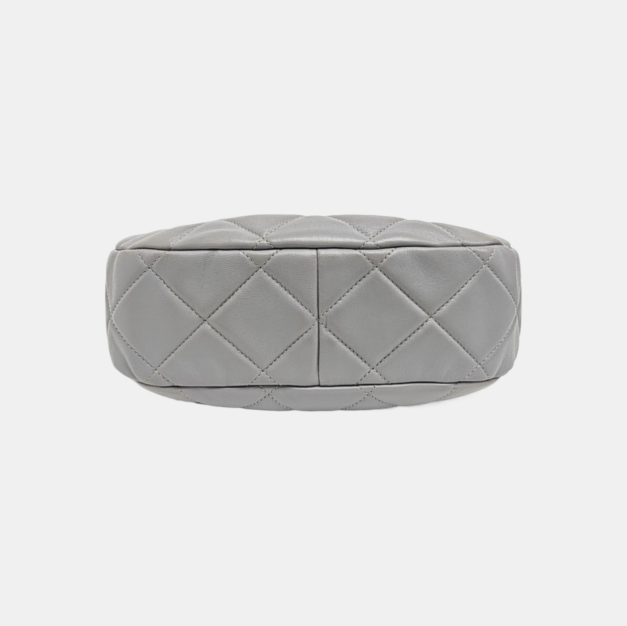 Quilted Lambskin Top Handle Bag Gray