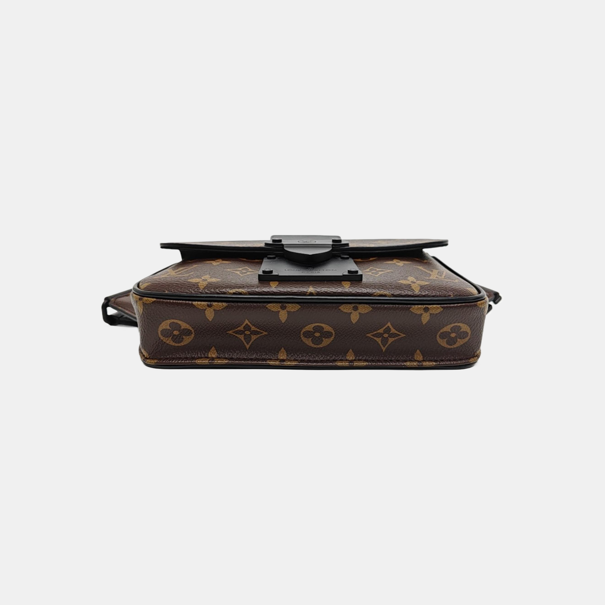 S LOCK Monogram Coated Canvas Brown