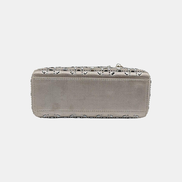 Lady Dior Mini Cannage Silk Satin Gray