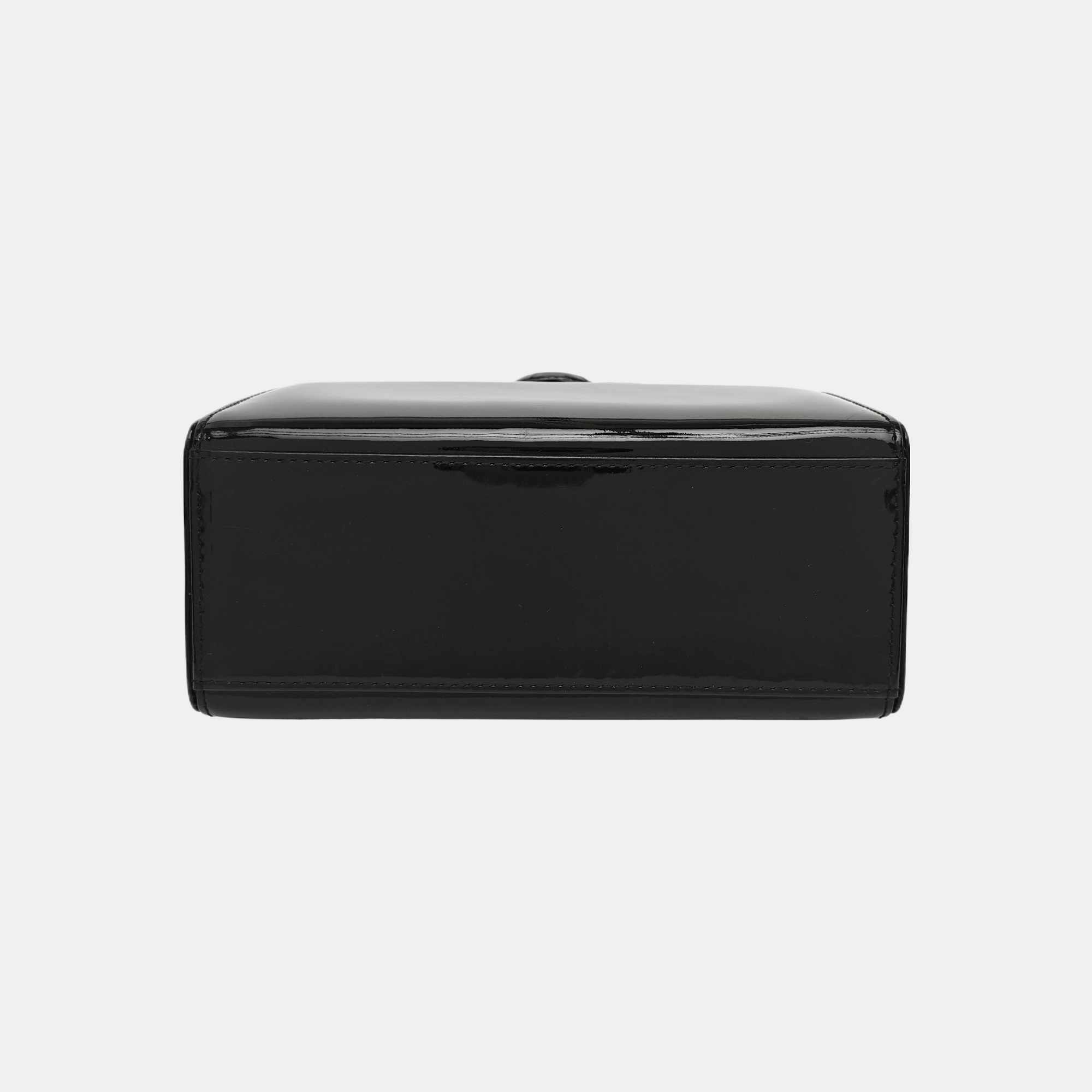Patent Leather Top Handle Bag Black