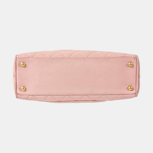 BOWLER Quilted Grained Calfskin Pink