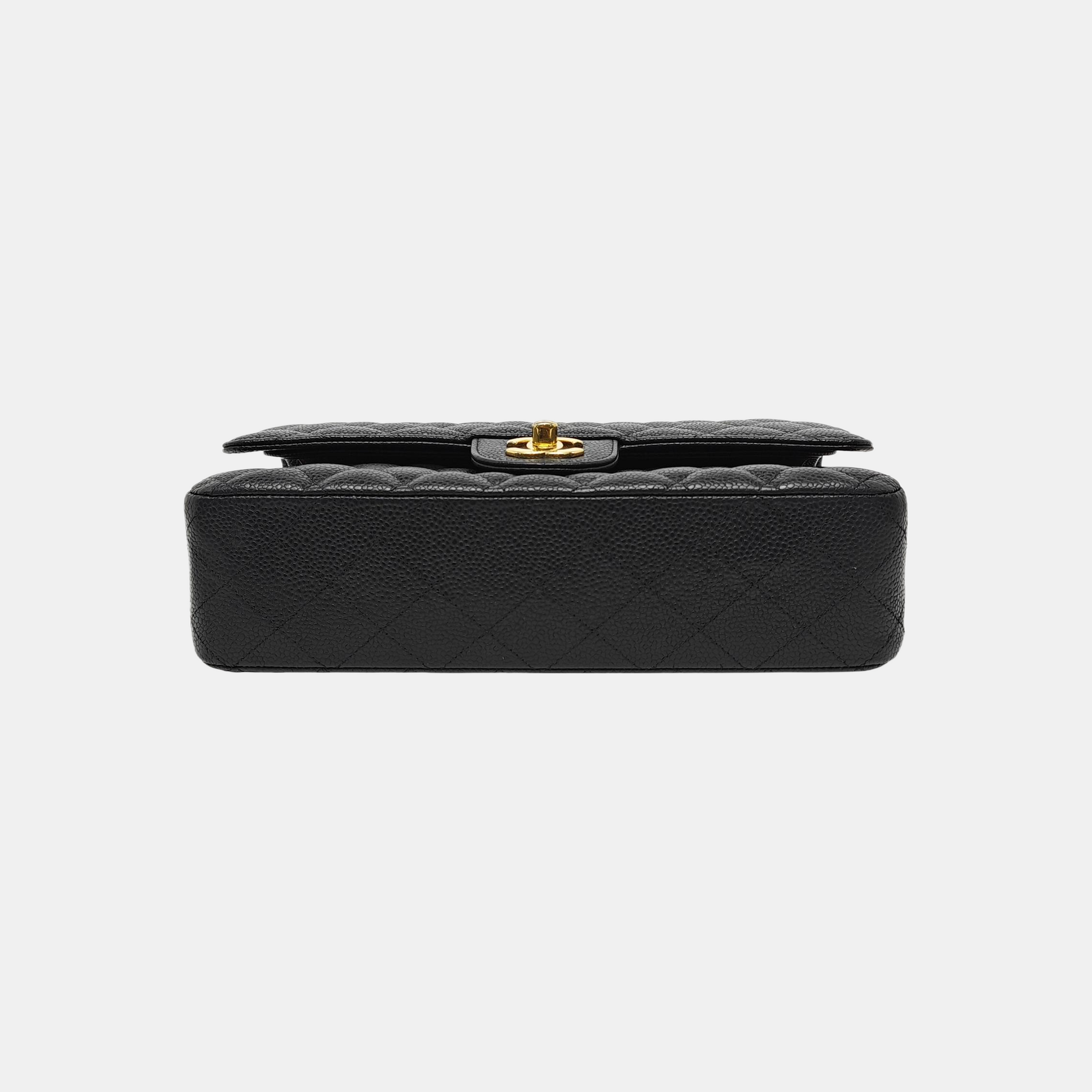 CLASSIC FLAP Medium Quilted Grained Calfskin Black