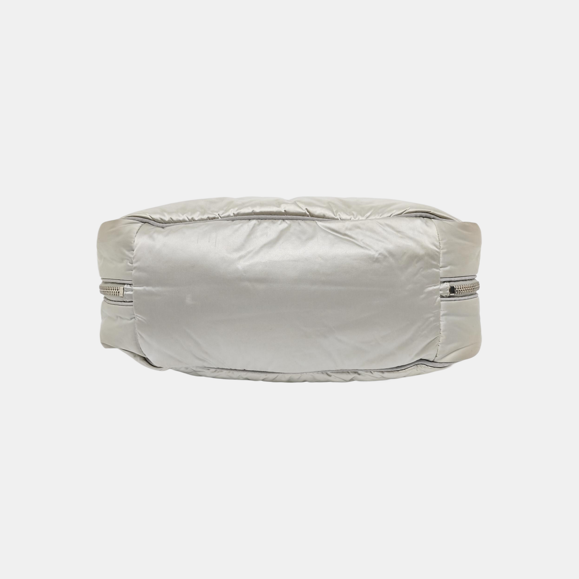 Quilted Nylon Shoulder Bag Gray