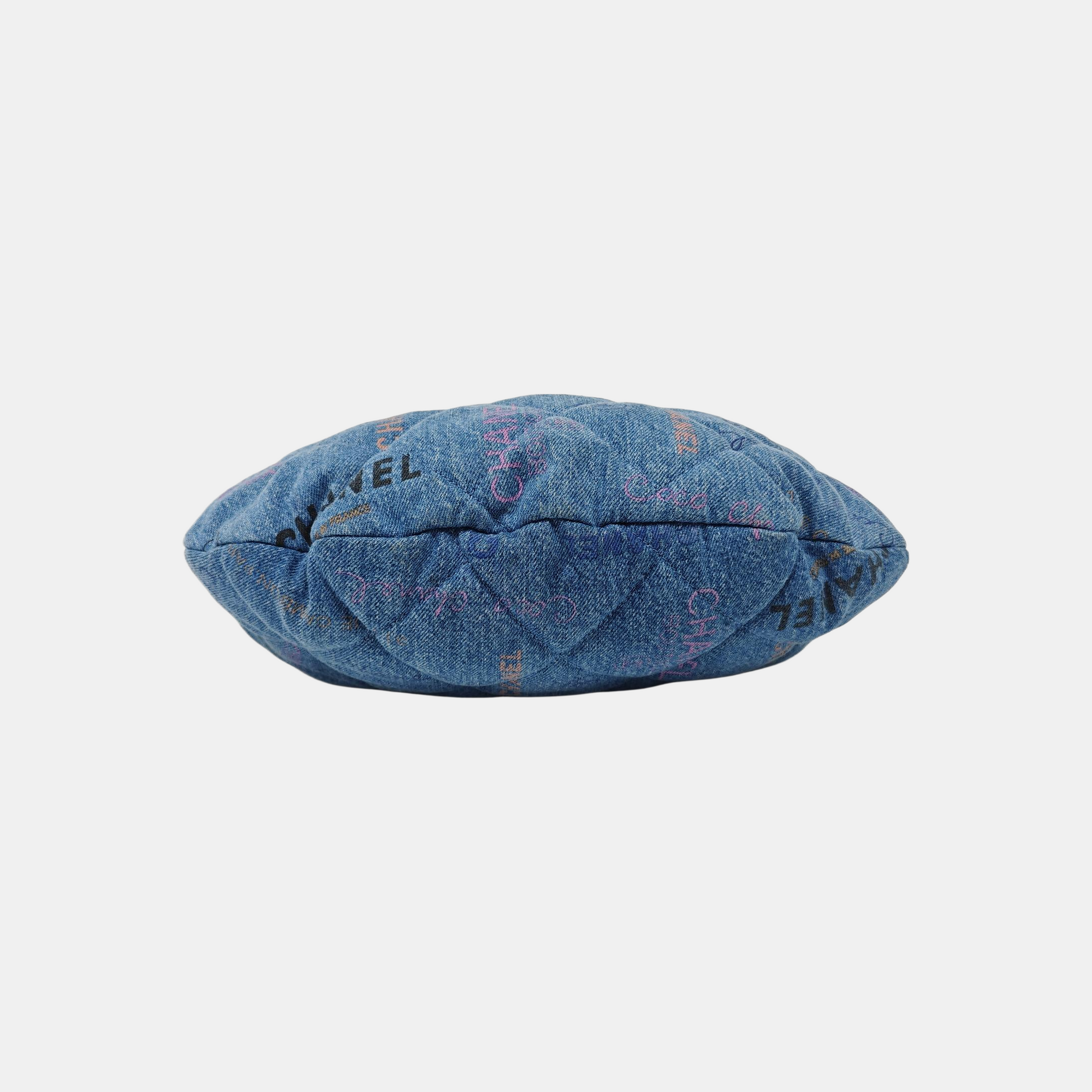 Quilted Fabric Top Handle Bag Blue