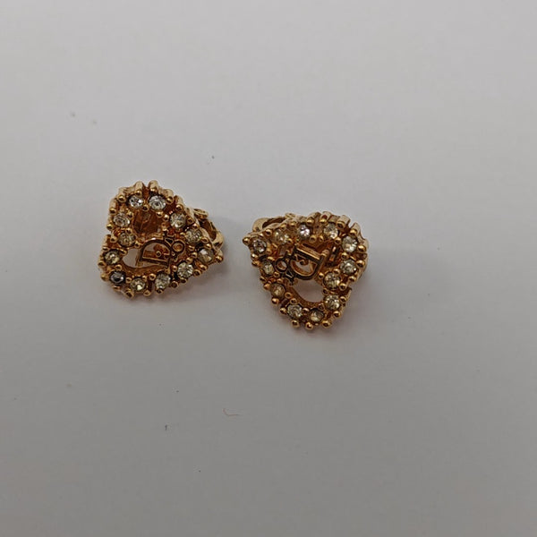 Dior Oblique Metal Gold Clip On Earrings