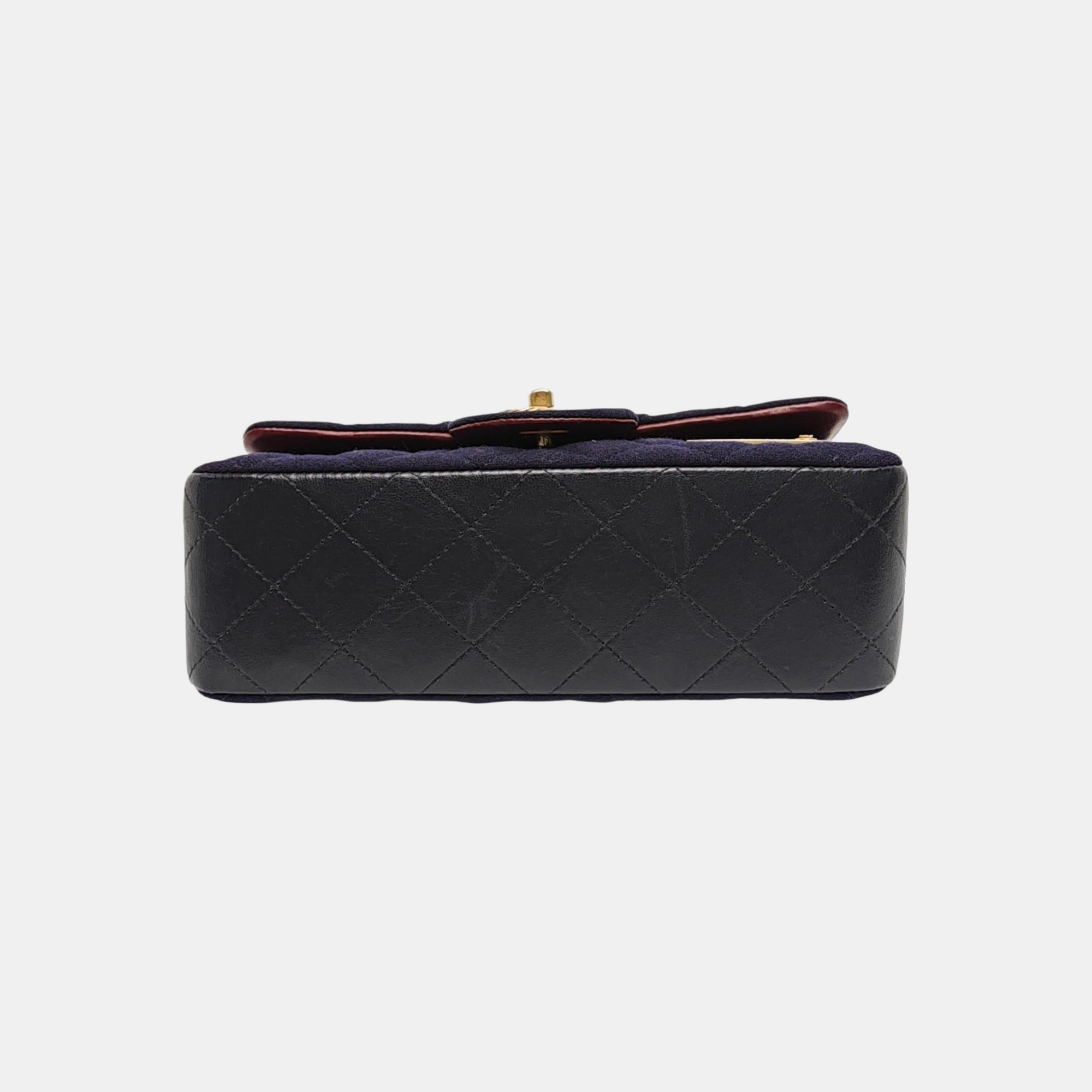 CLASSIC FLAP Mini Quilted Fabric Blue