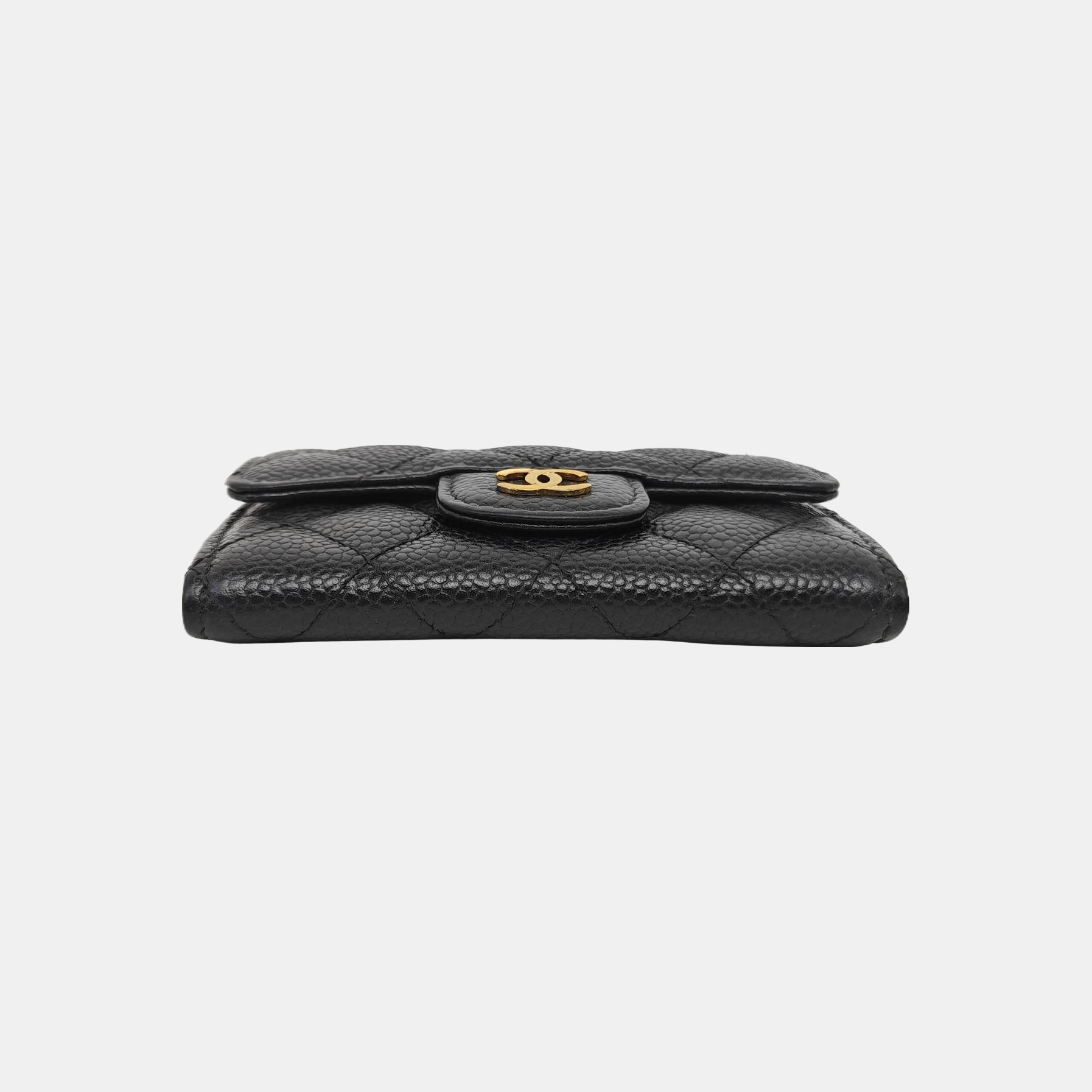 CLASSIC FLAP Quilted Grained Calfskin Black Wallet