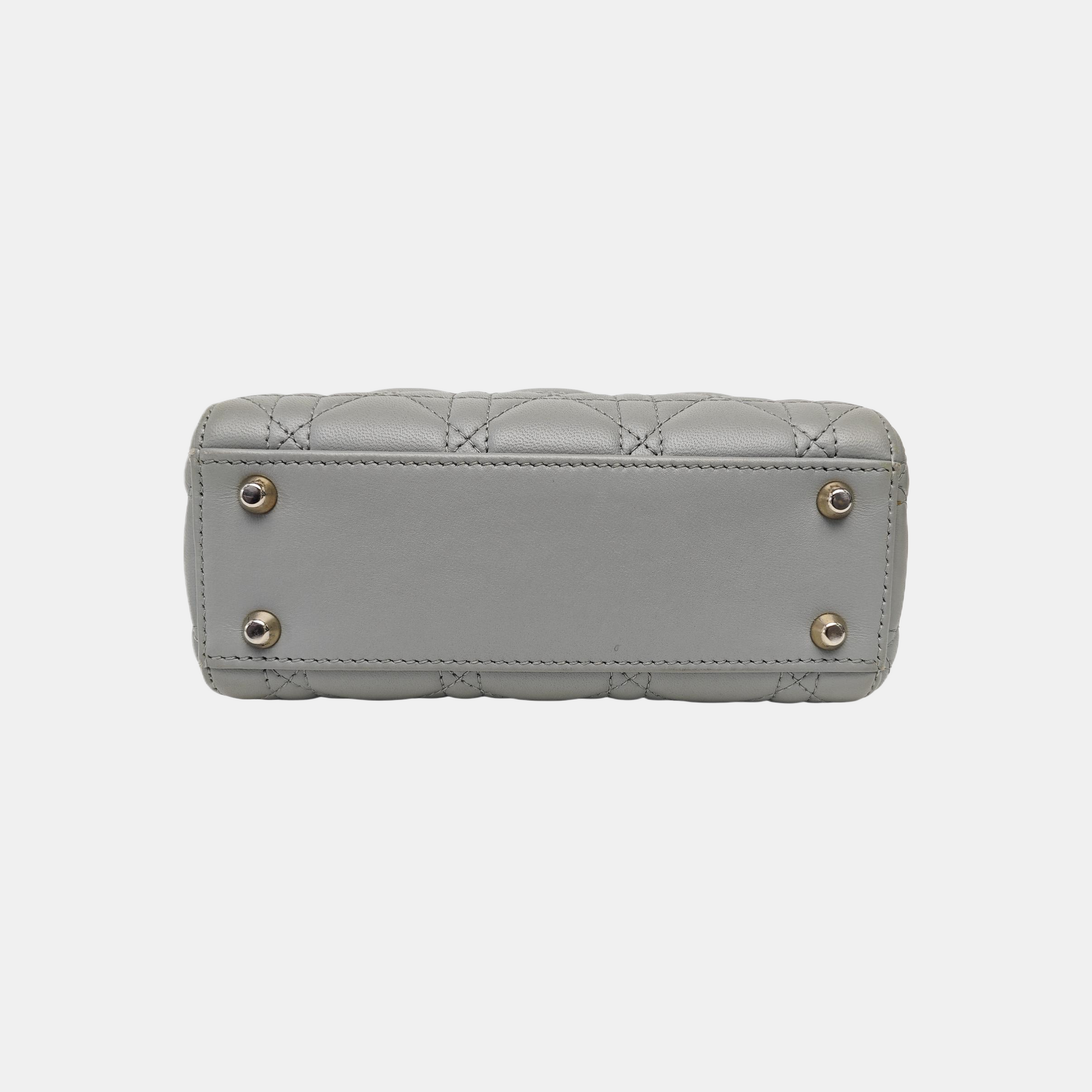 Lady Dior Mini Cannage Lambskin Gray