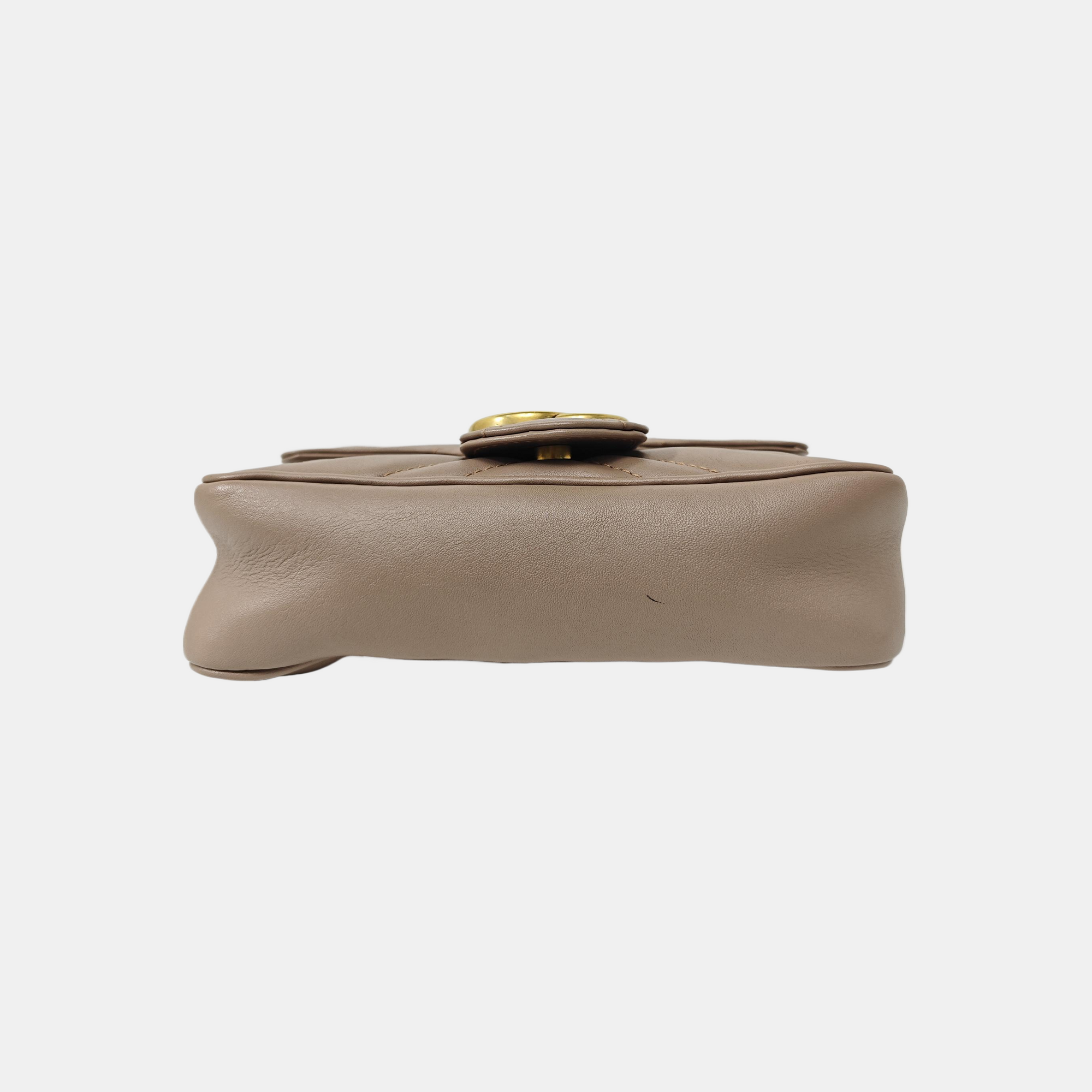 GG Marmont Mini Quilted Calfskin Beige