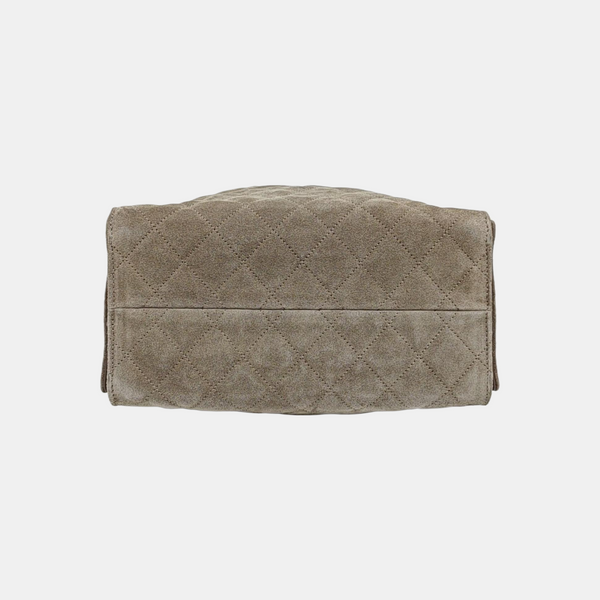 CHANEL 25 Small Quilted Suede Gray