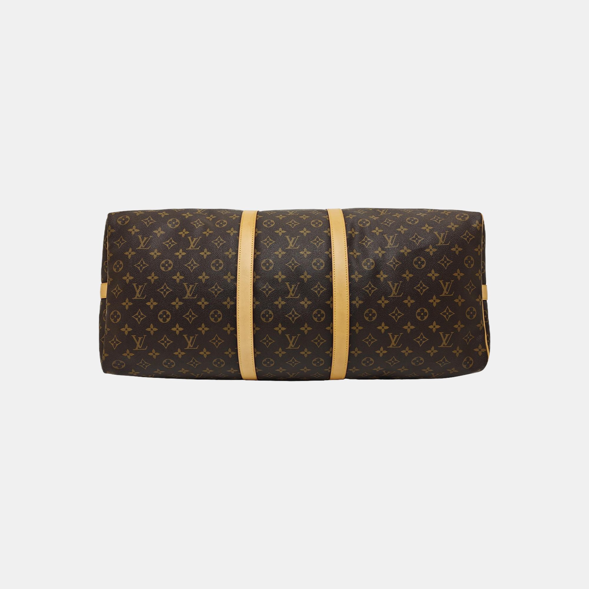 KEEPALL 60 Monogram Coated Canvas Brown