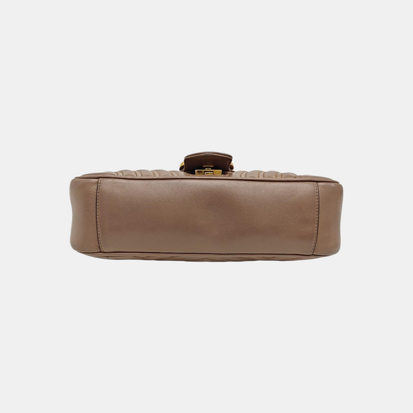 GG Marmont Medium Quilted Calfskin Beige