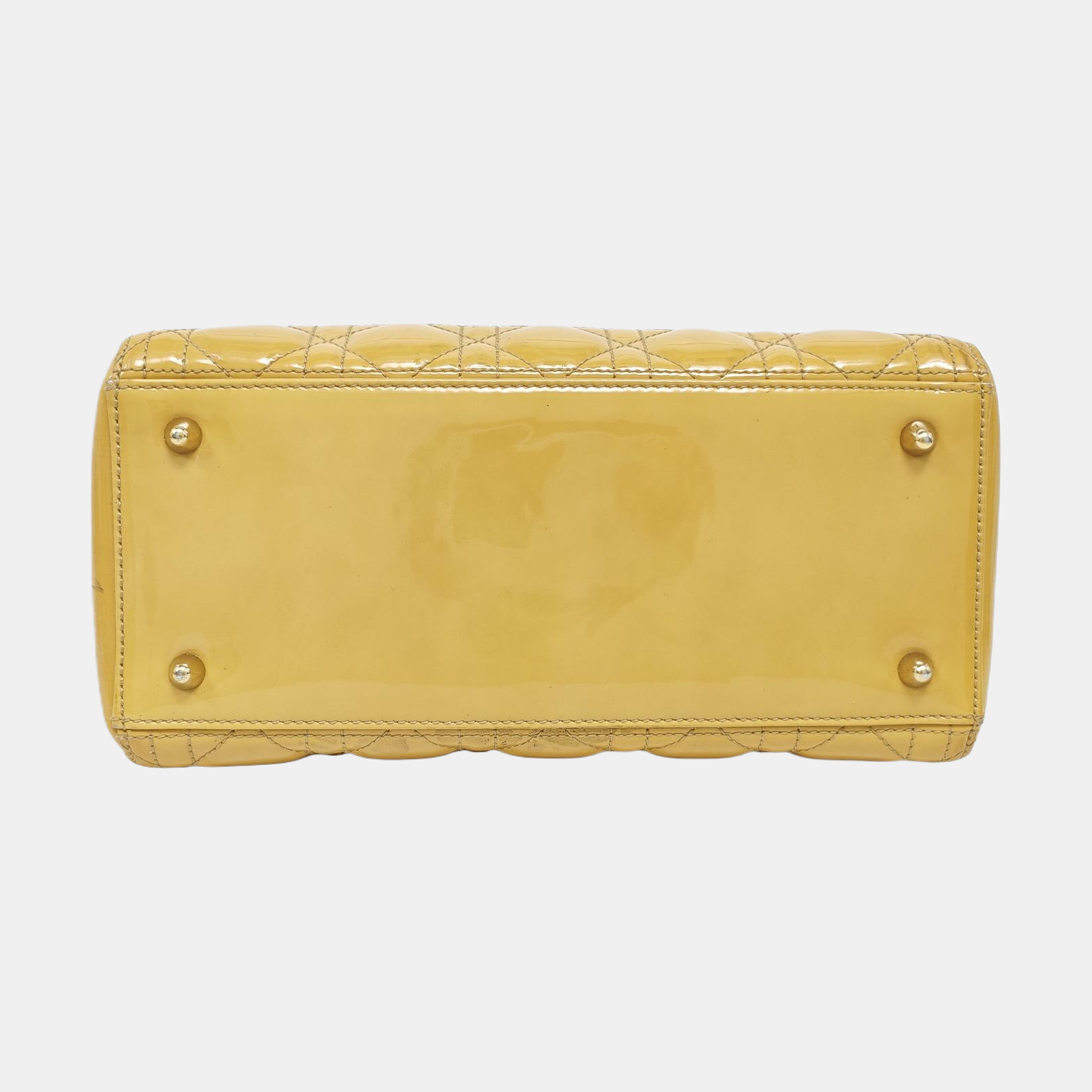 Authenticated pre-owned  Lady Dior Medium Quilted Patent Leather Yellow - Shoulder Bag at Looply