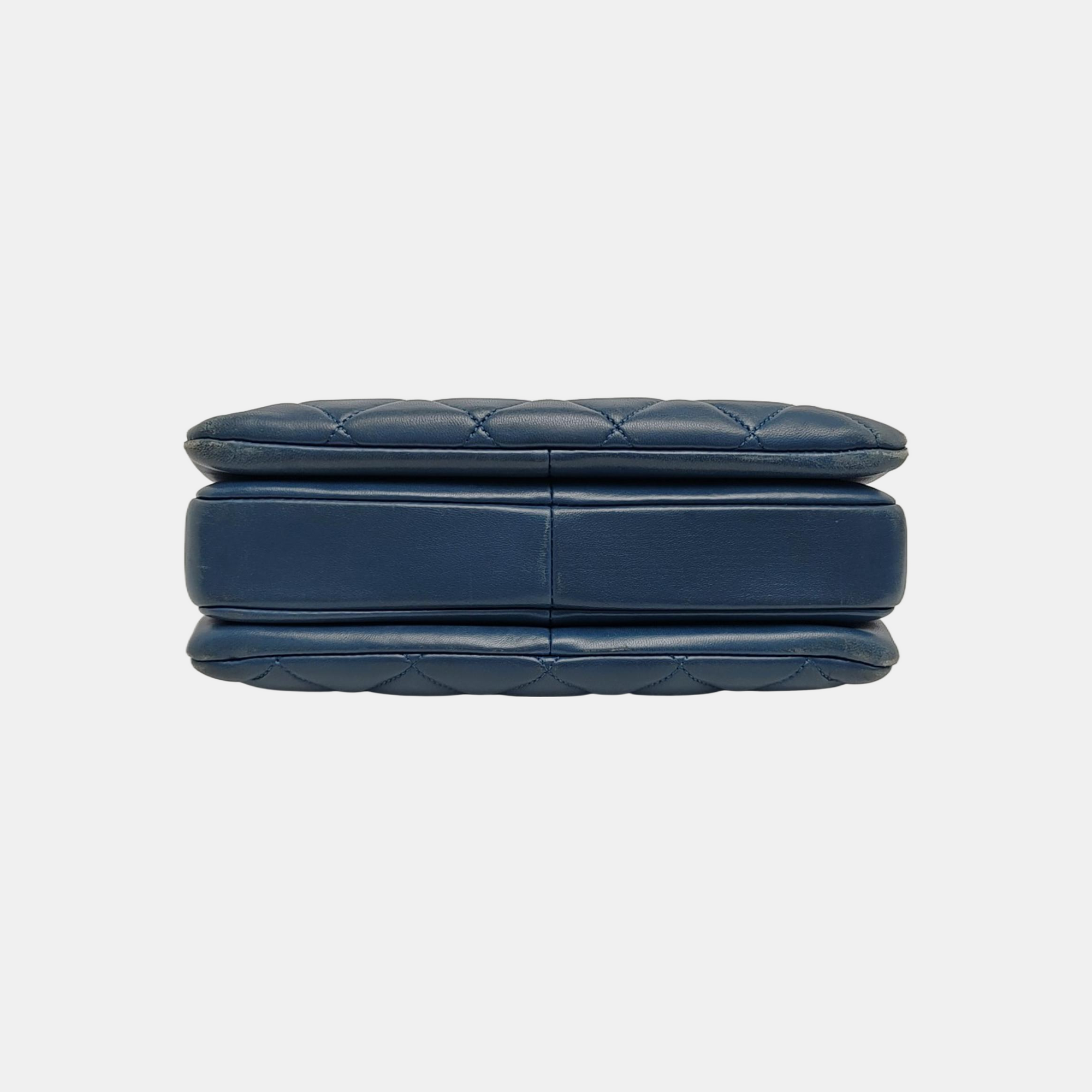 TRENDY CC Small Quilted Lambskin Blue