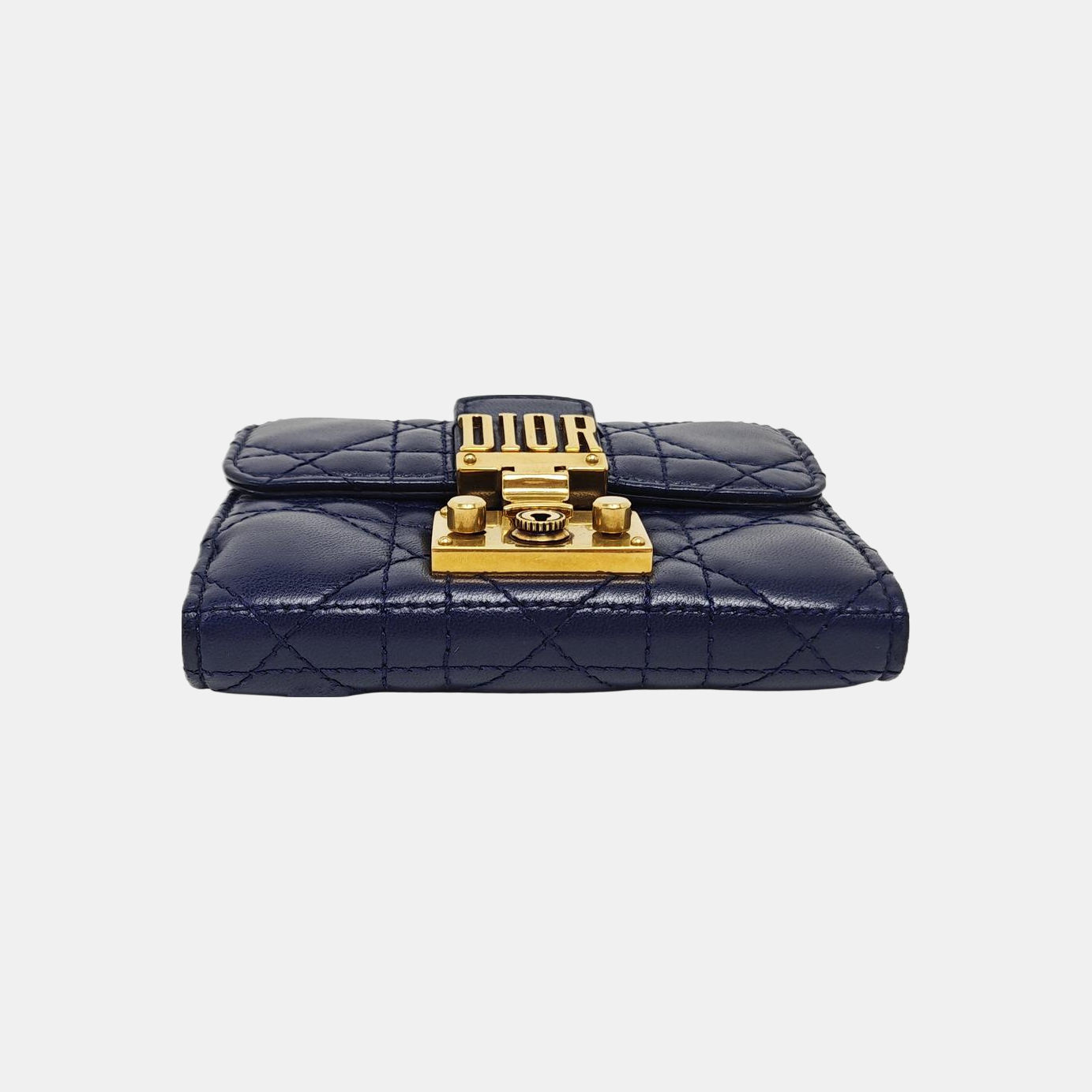 Dioraddict Cannage Calfskin Blue Wallet