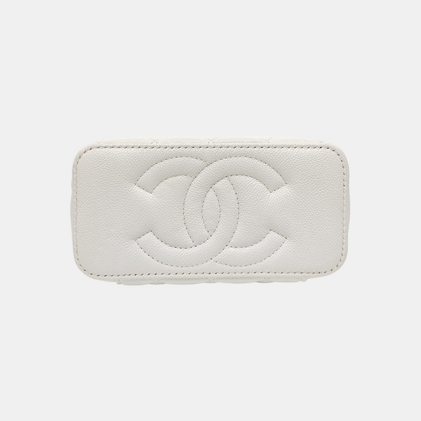 VANITY CASE Small Quilted Grained Calfskin White