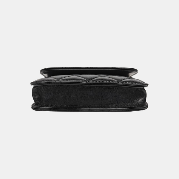 Quilted Lambskin Shoulder Bag Black