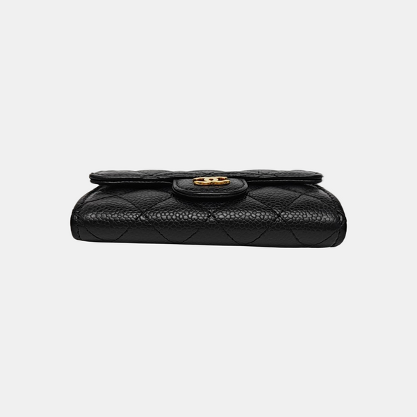 CLASSIC FLAP Quilted Grained Calfskin Black Wallet