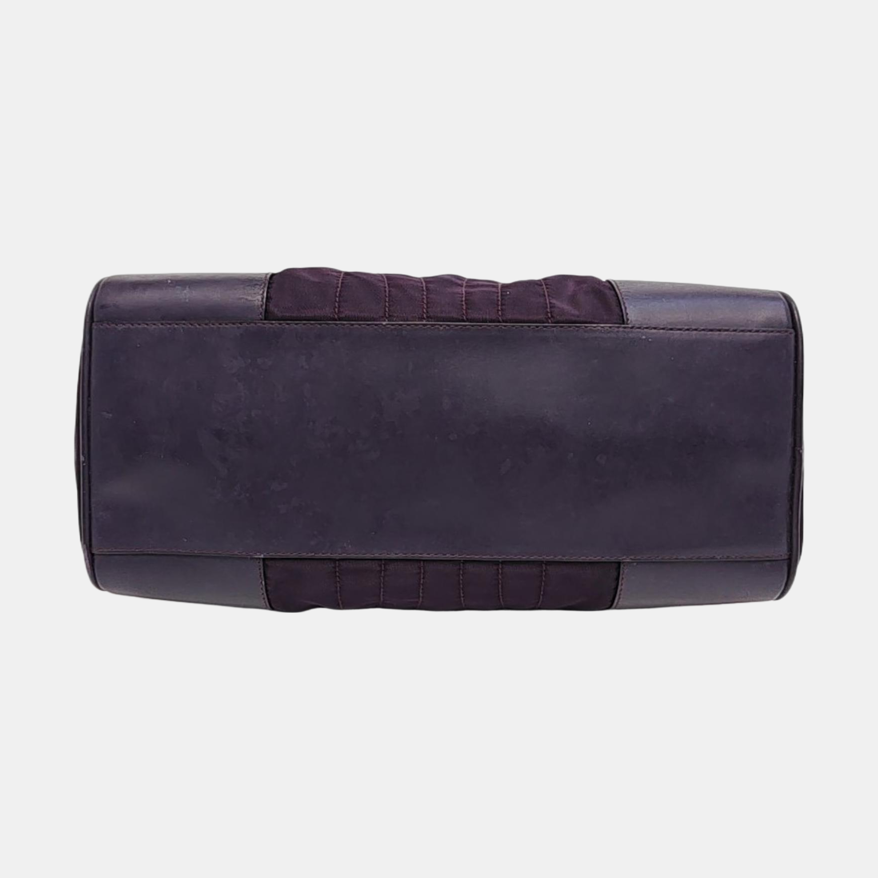 Quilted Nylon Top Handle Bag Purple