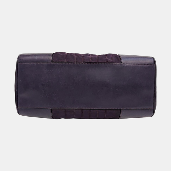 Quilted Nylon Top Handle Bag Purple