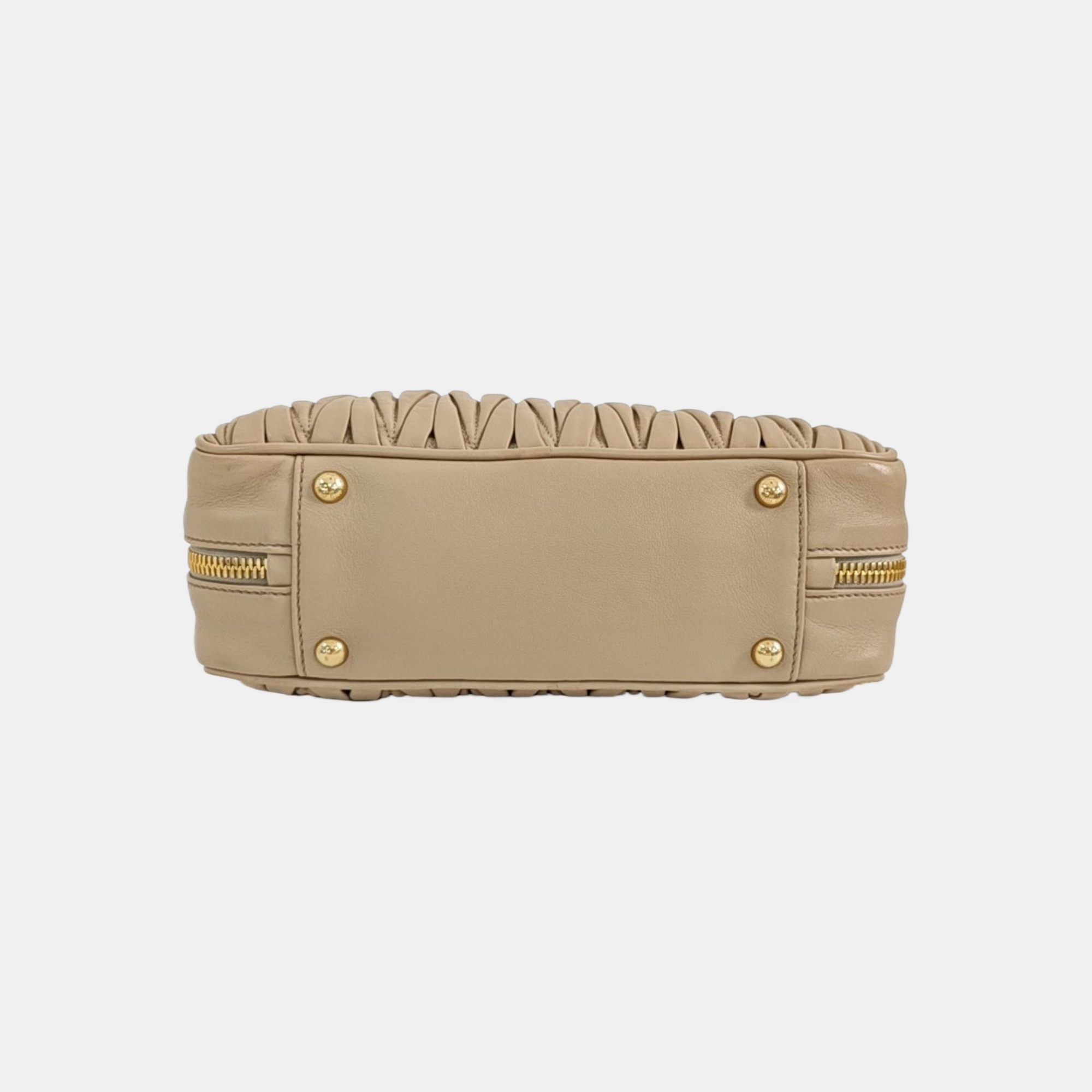 Arcadie Matelassé Large Quilted Lambskin Beige