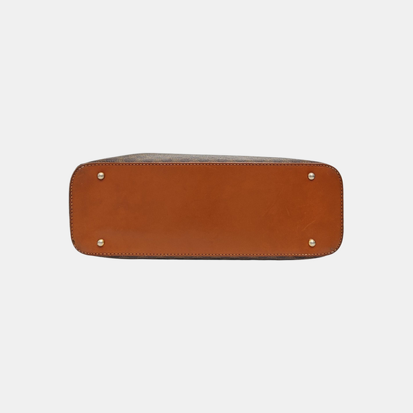 Coated Canvas Top Handle Bag Brown