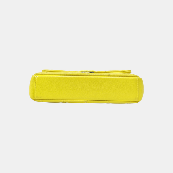 Quilted Grained Calfskin Crossbody Bag Yellow