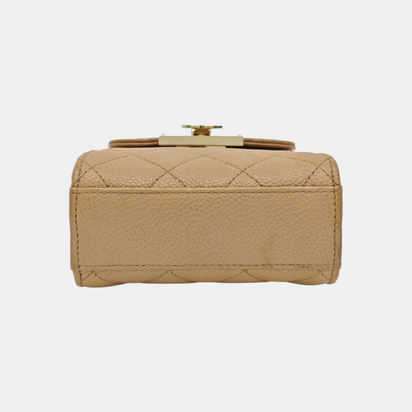 DOUBLE CC Quilted Grained Calfskin Brown