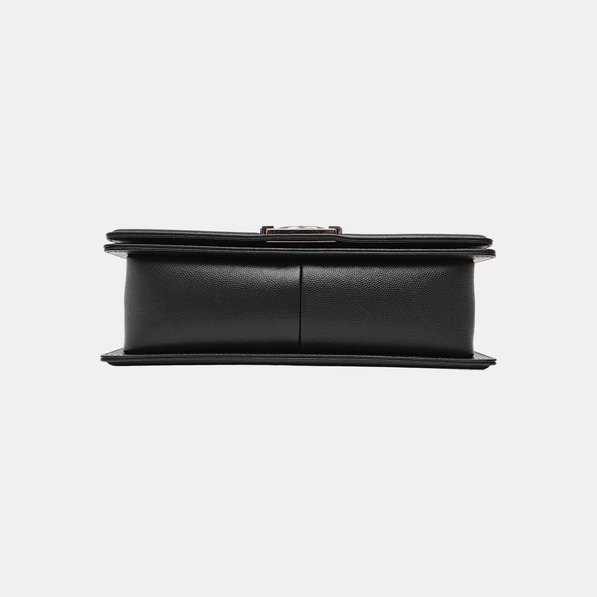 BOY CHANEL Medium Quilted Grained Calfskin Black
