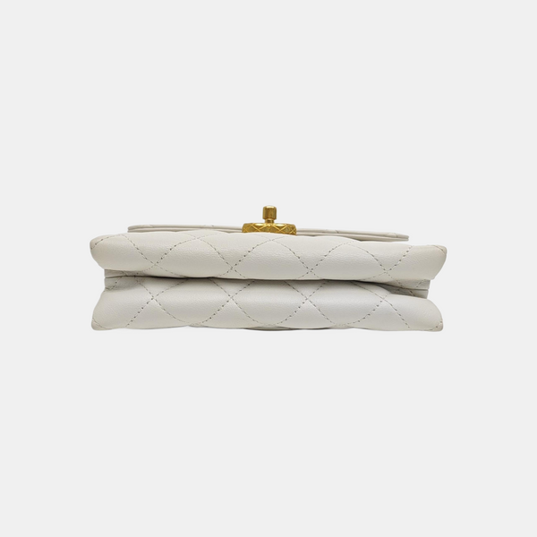 Quilted Lambskin Shoulder Bag White
