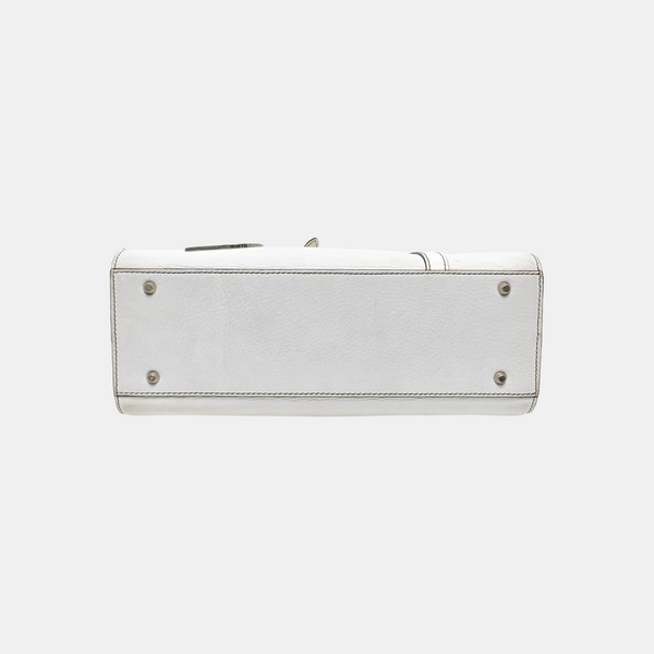 Saddle Medium Calfskin White