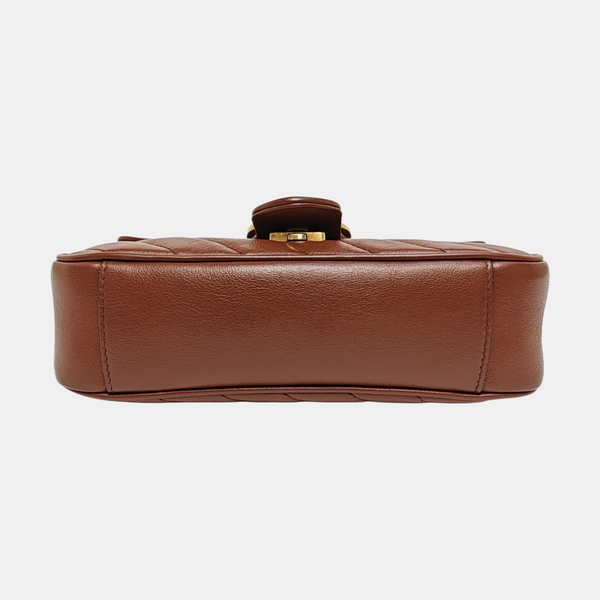 GG Marmont Small Quilted Calfskin Brown