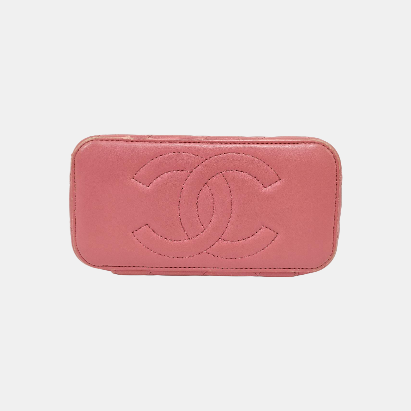 VANITY CASE Small Quilted Lambskin Pink
