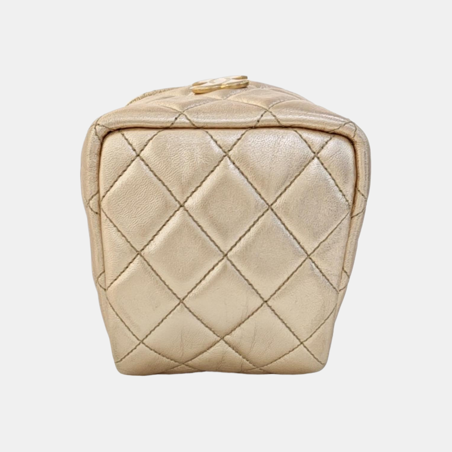 Quilted Lambskin Top Handle Bag Gold