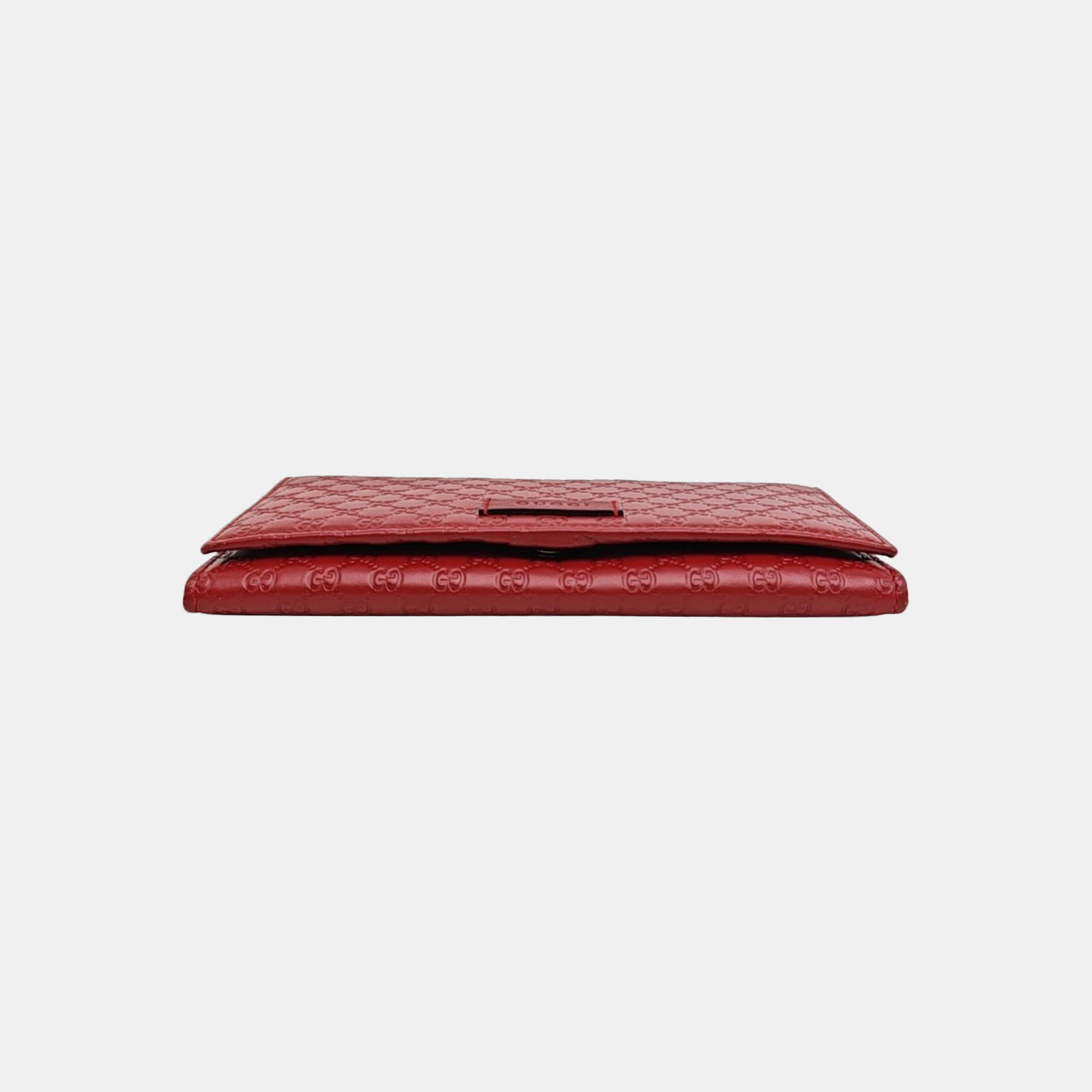 Microguccissima Monogram Calfskin Red Wallet