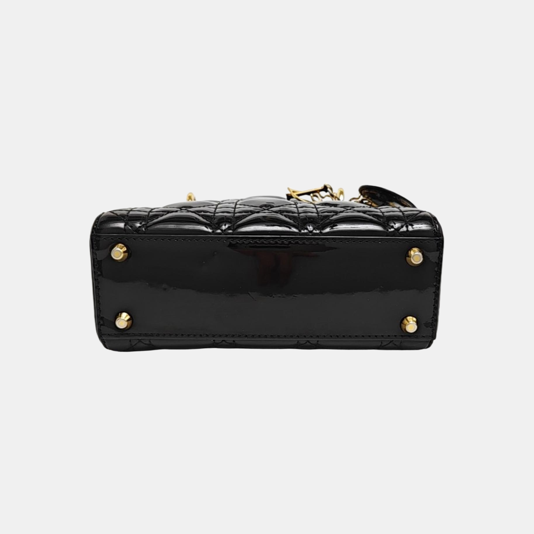 Lady Dior Mini Cannage Patent Leather Black