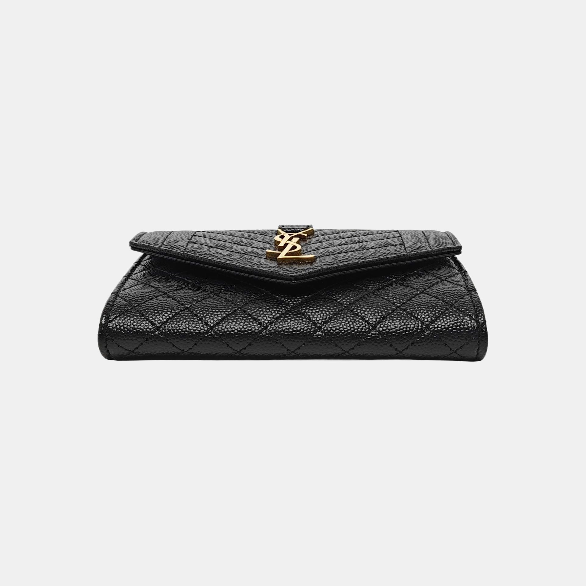 ENVELOPE Small Quilted Calfskin Black Wallet