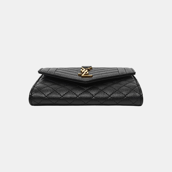 ENVELOPE Small Quilted Calfskin Black Wallet