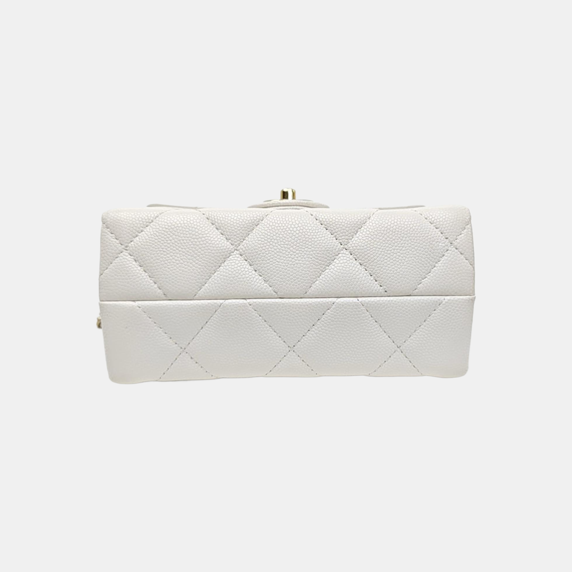 CLASSIC FLAP Mini Quilted Grained Calfskin White