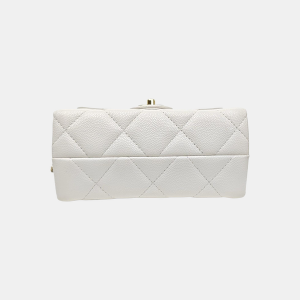 CLASSIC FLAP Mini Quilted Grained Calfskin White