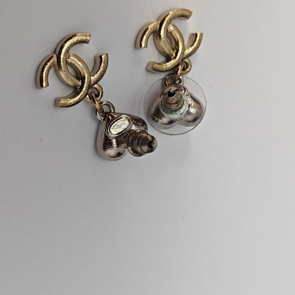 CC Logo Metal Gold Stud Earrings