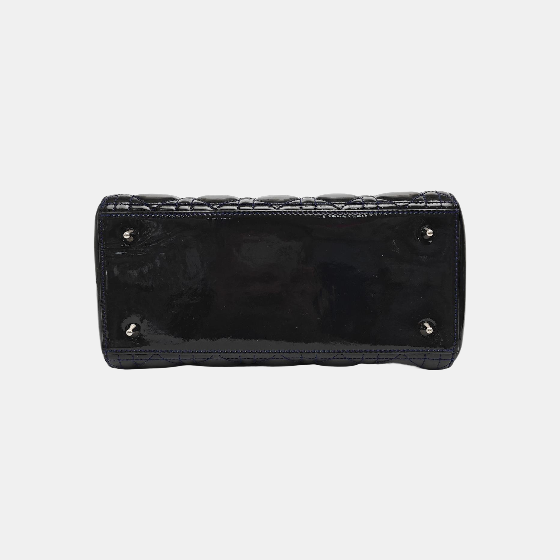 Lady Dior Medium Quilted Patent Leather Blue