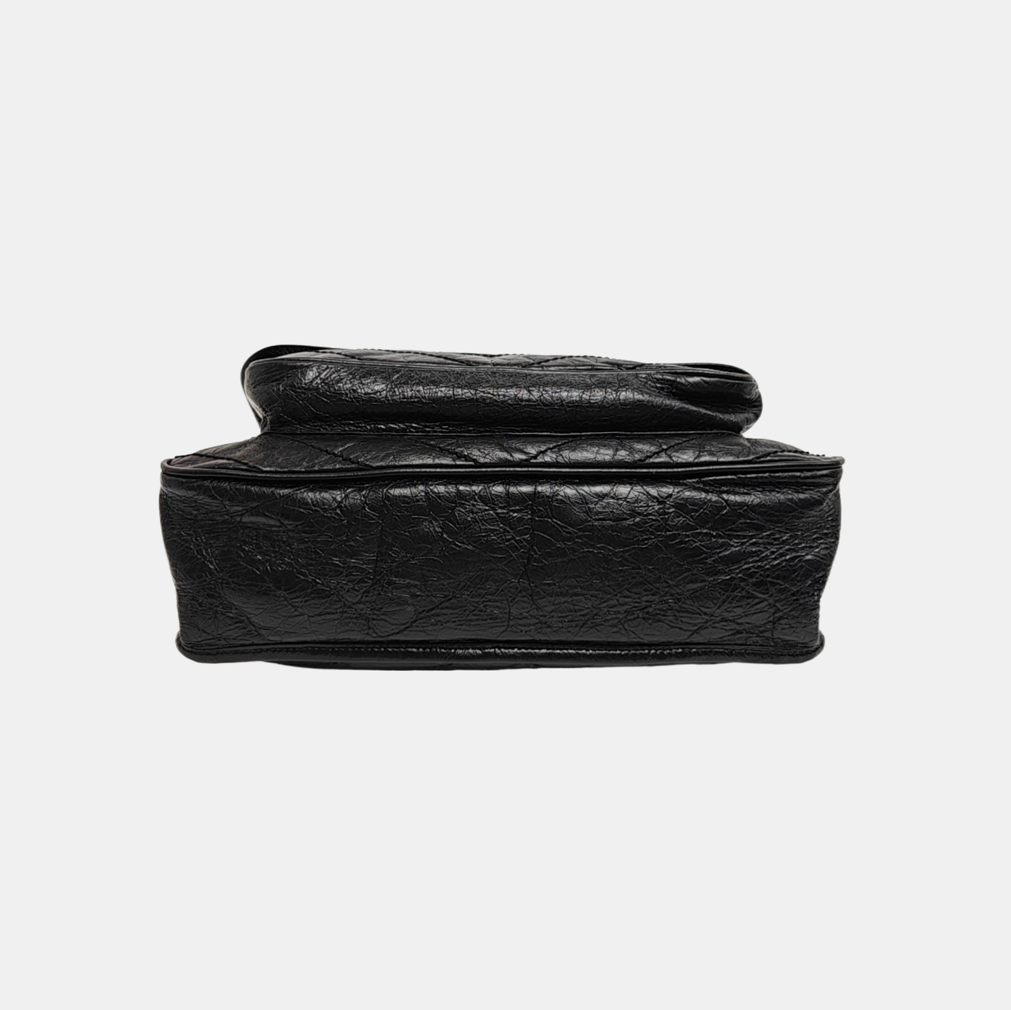 NIKI Large Chevron Calfskin Black
