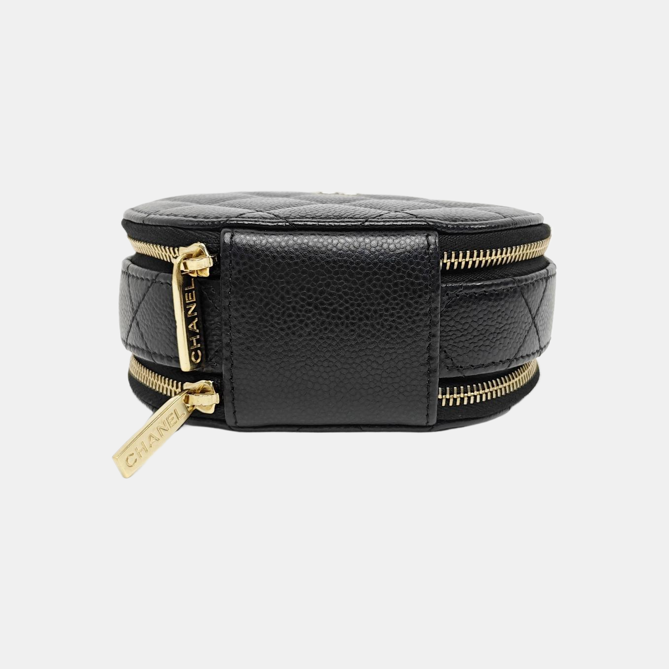 ROUND Quilted Grained Calfskin Black