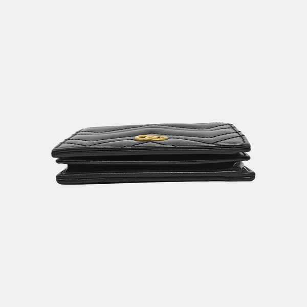 GG Marmont Mini Quilted Calfskin Black Card Holder