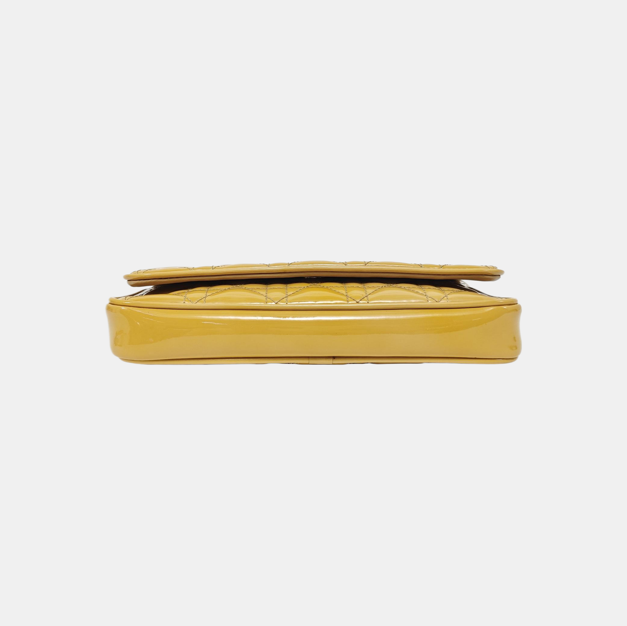 Lady Dior Small Cannage Patent Leather Yellow