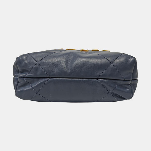 Authenticated pre-owned  CHANEL 22 Mini Quilted Calfskin Blue - Bucket Bag at Looply